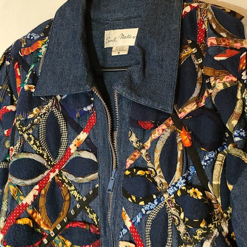 Soul Mates Quilted Jacket Medium Blue Denim